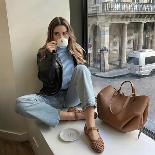 Image of CUSHIONAIRE Wit Hand Woven Womens Flats, Comfortable Mary Jane Ballet Flat with Adjustable Buckle Braided Strap and Cushioned Memory Foam