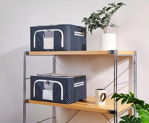 Image of Clothes Storage box for wardrobe- Organisers Storage Box for clothes, foldbable clothes organizer for wardrobe, saree organizer for storage, dress, Almirah, cupboard,steel frame,bedsheets