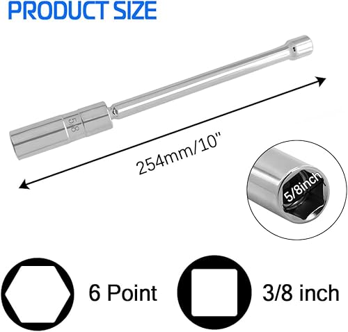 Miniatura 30 de Bujía magnética giratoria de pared delgada de 0.551 in y 0.630 in, unidad de 3/8 pulgadas, herramienta de extracción de bujías de 12 puntos