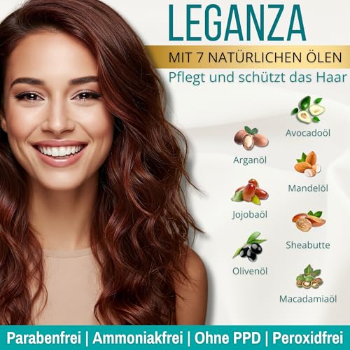 Foto von Leganza Natürliches Balsam Haarfärbemittel Farbe 61 Dunkles Mahagoni | Ammoniakfreies Haarfärbemittel | Angereichert mit 7 Natürlichen Ölen | 150 ml