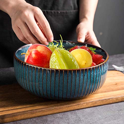 CSYY Salatschüssel aus Keramik, Große Porzellan Salatschale Oder Suppenschale 21cm,Blau