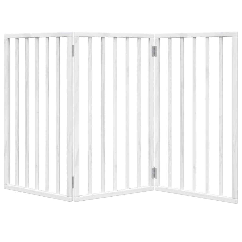 vidaXL Barrière pour chien pliable à 3 panneaux Blanc 150 cm Bois de peuplier