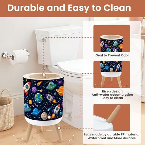 Caneca de basura pequeña redonda con tapa 1.8 gal miniatura 5