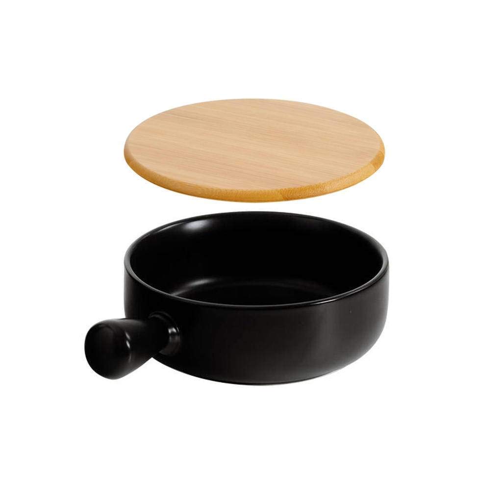 Bol à soupe anti-brûlure en céramique noire pour micro-ondes