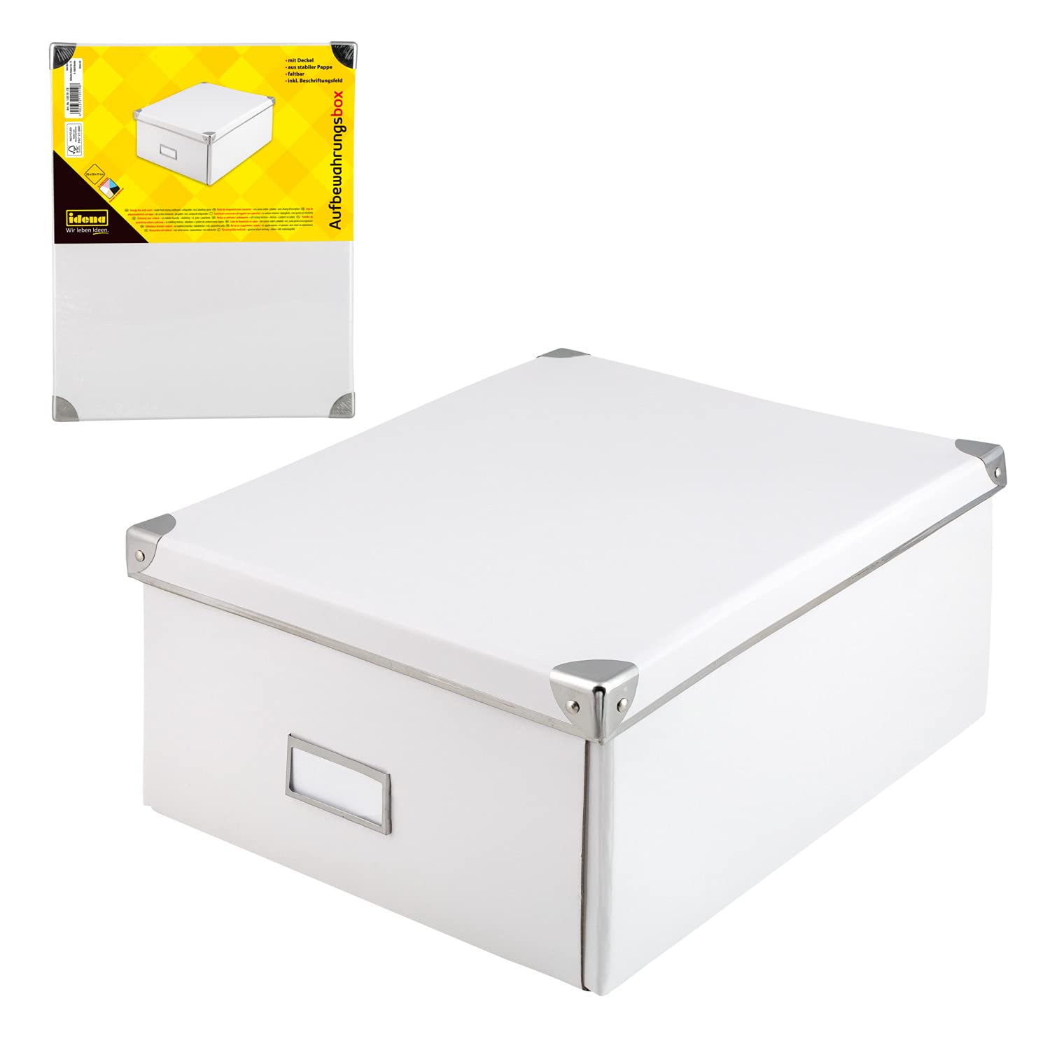 Idena Scatola Portaoggetti In Cartone - 36x28x17 Cm Con Coperchio Rinforzato Metallico - Foto 9