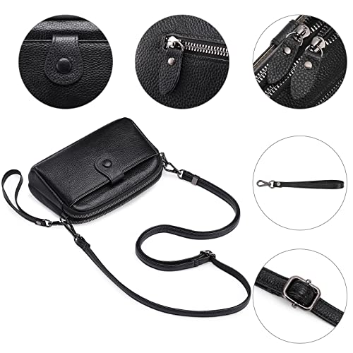 GAEKEAO Crossbody Bags for Women Small Genuine Leather Shoulder Purse Cross Body Bag with Wristlet Top Zipper - Image 5