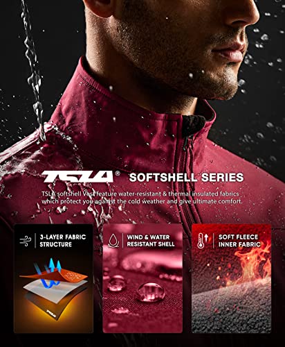 Tsla Men's Sleeveless Softshell Vest, Full-Zip Windbreaker Vest, Outdoor Golf Travel Hiking Vest, Softshell Vest Maroon, Large #TOP3