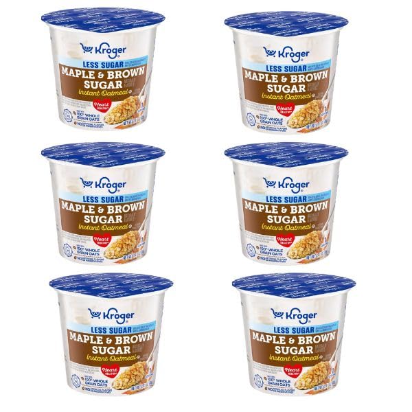 Less Sugar Maple & Brown Sugar Instant Oatmeal Cups, 1.41 oz, 6 Pack