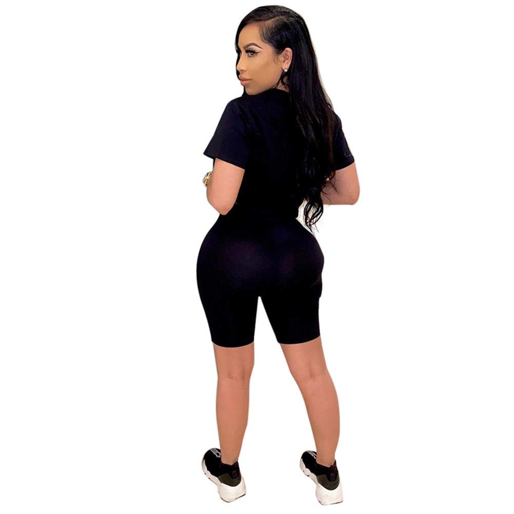 THLAI Conjunto de 2 piezas con estampado de letras para mujer, camiseta de manga corta y pantalones largos degradados, conjuntos de chándal S-3XL