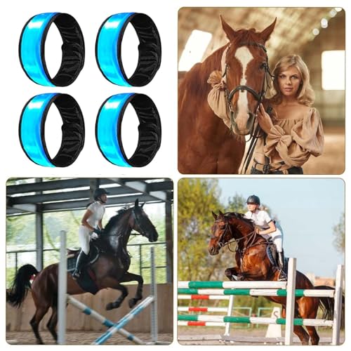 Generisch Pferdebeinbänder - 4 Stück Zubehör Für Tiere Mit Hoher Sichtbarkeit | LED Beleuchtung Pferdeknöchelriemen,Für Das Reiten Bei Nacht, Paraden, Farmen, Ranches, Ställe, Zirkus Und