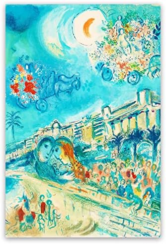 Marc Chagall Prints - Hug Bataille De Fleurs - Fine Art Oil Paintings Reproduction- Canvas Wall Art for Living Room Bedroom Office Wall Decor - Modernist Artwork Poster Unframed (12x18in/30x45cm)