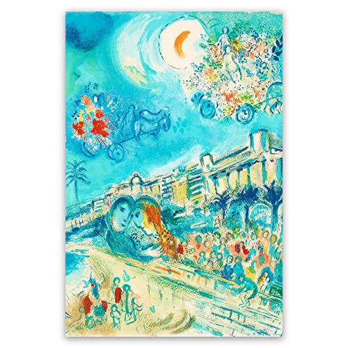 Marc Chagall Prints - Hug Bataille De Fleurs - Fine Art Oil Paintings Reproduction- Canvas Wall Art For Living Room Bedroom Office Wall Decor - Modernist Artwork Poster Unframed (12X18In/30X45Cm) #TOP14