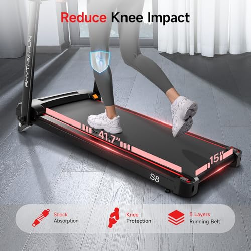 Image of RHYTHM FUN 8.0 MPH Treadmills for Home, Running Walking Pad Treadmill with Incline up to 8%, Foldable Treadmill with Handle Bar, Low Noise Walking Pad for 300 lbs