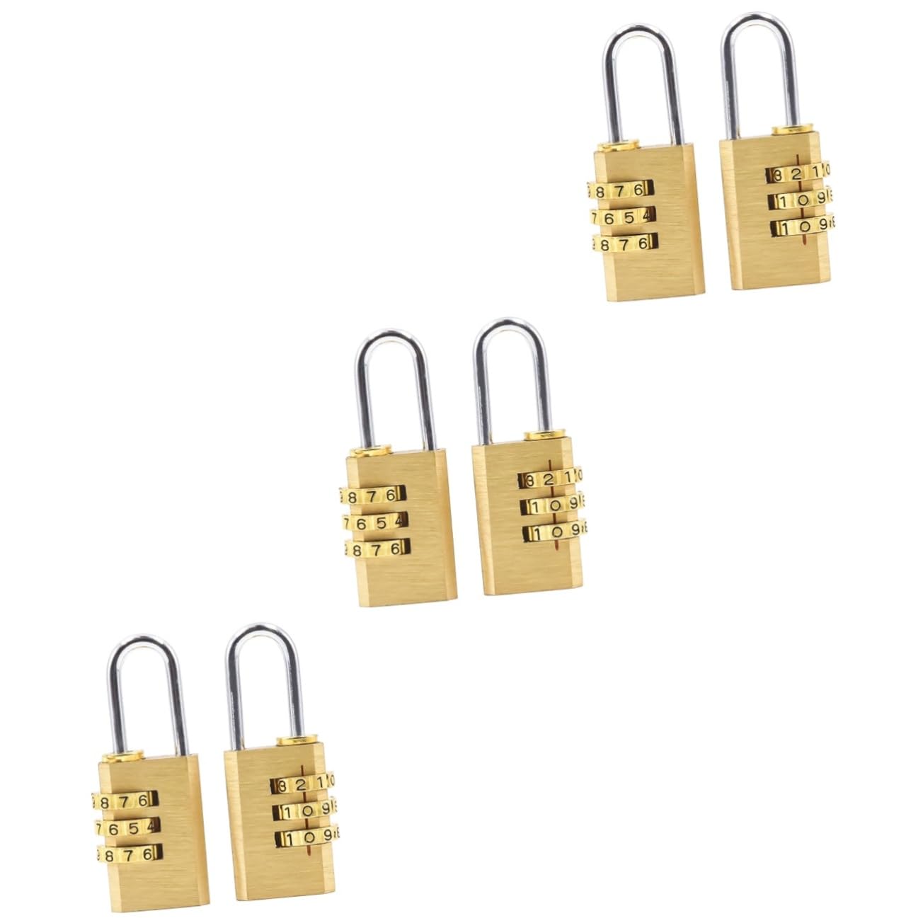 LIFKOME 6piezas Candado Digital De Combinación De Dígitos Cerradura De Seguridad Para Equipaje y Mochilas De Color Latón Para Armarios y