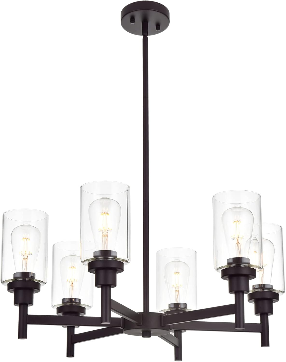 One-Day Sale: Up to 70% Off VINLUZ 6 Light Farmhouse Chandelier Classic Pendant Lighting Oil-Rubbed Bronze Industrial Ceiling Lighting Fixture with Clear Glass Shades for Dining Room Kitchen Livingroom Super Deal Product VINLUZ 6 Light Farmhouse Chandelier Classic Pendant Lighting Oil-Rubbed Bronze Industrial Ceiling Lighting Fixture with Clear Glass Shades for Dining Room Kitchen Livingroom