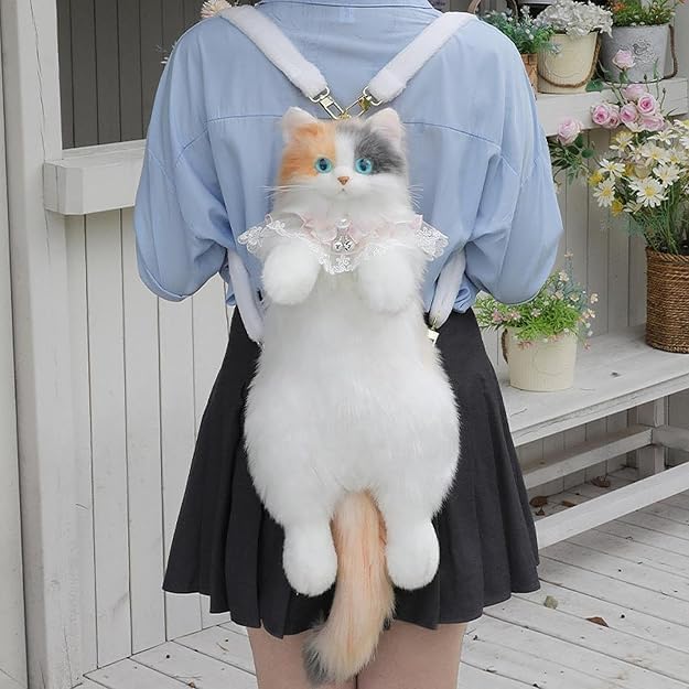 Image of Cute Plush Cat Sling Bag for Girls and Kids, Soft Faux Fur Kitty Crossbody Handbag with Adjustable Strap, Lightweight Fashion Shoulder Bag