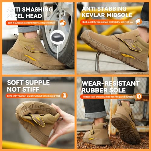 Micoklinlin Steel Toe Shoes for Men Work Lightweight Anti-Scald Design Welding Safety Shoes with Double protective Breathable Non-Slip Puncture Proof Work Boots4