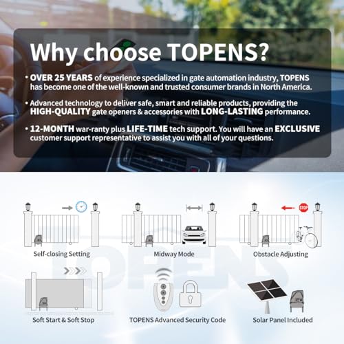 Topens DKC1100S Solar Sliding Gate Opener Chain Drive Automatic Gate Motor thumb #2
