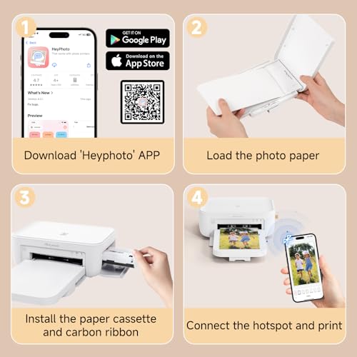 Image of HPRT Photo Printer 4x6 inch+20 Sheets Photo Paper & 1 Ribbon,White, Wi-Fi Full-Color Instant Phone Photo Printer for iPhone, Android, Smartphone,Dye-Sublimation Impresora De Fotos for Home Use