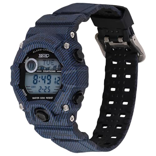 Image of Zoop Digital Watch with Digital Dial & Striped Blue Strap for Boys Kids, from House of Titan - 16051PP06