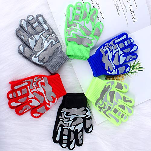 Hicdaw 6 Pairs Kid's Winter Gloves - Stretchy Warm Knit Gloves for Boys or Girls4