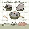 CAROTE 18 Pcs Ceramic Cookware Set Detachable Handle, Non Toxic Pots and Pans Set Non Stick, Induction Kitchen Cookware Removable Handles, Oven Safe, Stackable RV/Camping Cooking Set, Green #1
