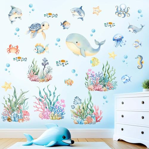 Vinilos decorativos ballena para pared infantil miniatura 2