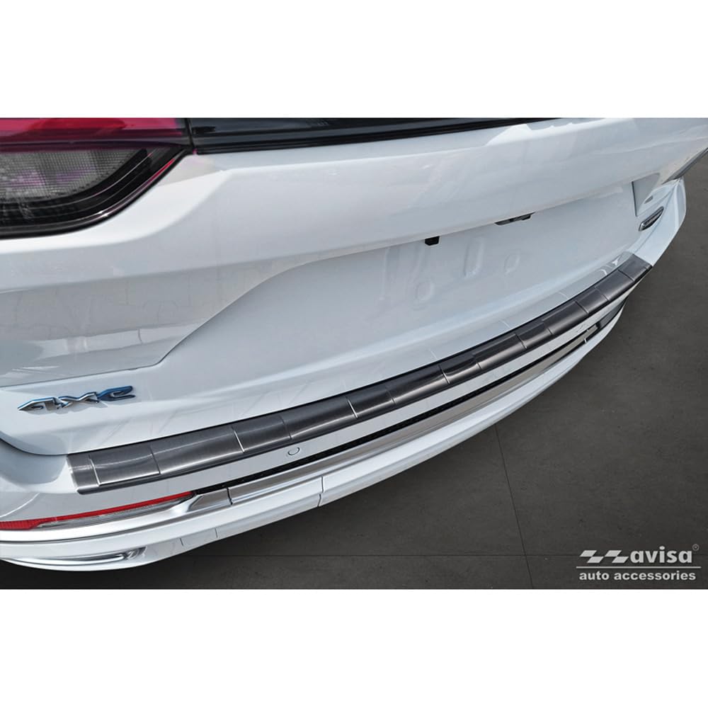 Avisa Black Stainless Steel Rear bumper protector compatible with Jeep Grand Cherokee V (WL) 2022- 'Ribs'