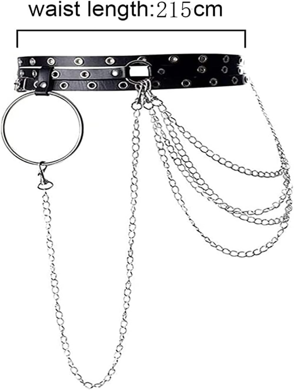 Women's Punk Rocker Black Leather Body Chain Belt with Metal Chains Tassel Adjustable Waist Buckles Gothic Garter Harness - Image 5
