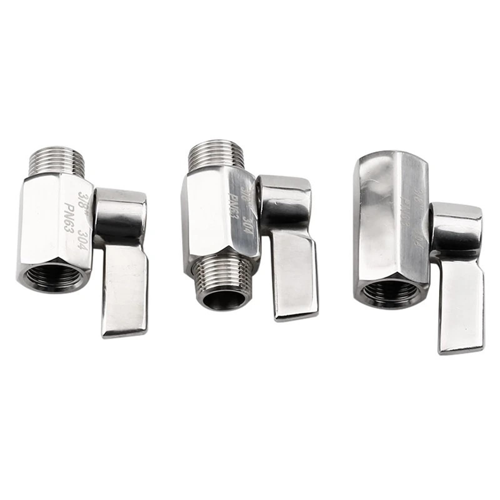 1 mini válvula de bola de acero inoxidable SU304, 2 vías, rosca hembra y macho BSP/NPT de 0.12 a 1 pulgada, para agua, aceite, gas y uso industrial (1 cm, NPT-macho a hembra)