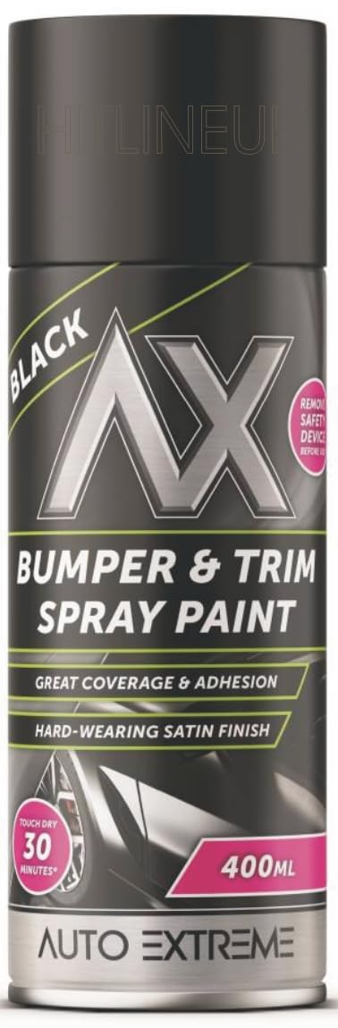 HitlineUK PAINT SPRAY, BUMPER & TRIM BLACK PLASTIC SPRAY CAN RESTORER CAR BIKE AUTO PAINT 400ML