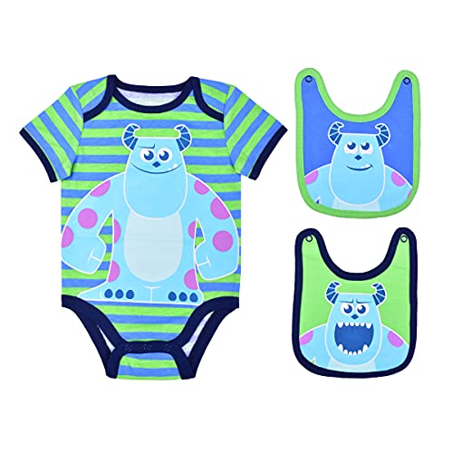 Image of Disney Baby Boys' Monsters Inc, Mickey, or Buzz Lightyear 2 Bibs and Bodysuit Pack