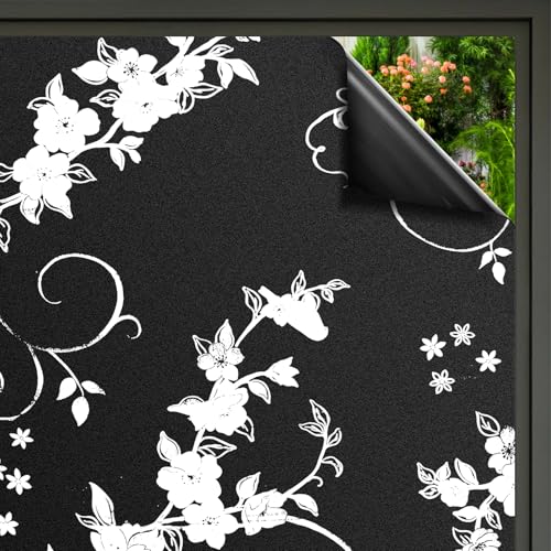 Fensterfolie Schwarz Verdunkelungsfolie Fensterfolie Blickdicht Selbsthaftende Fenster Anti-UV Sonnenschutzfolie Milchglasfolie Selbstklebend Statische Folie, Motiv Blume 44.5 x 300cm Fensterfolie Schwarz Verdunkelungsfolie Fensterfolie Blickdicht Selbsthaftende Fenster Anti-UV Sonnenschutzfolie Milchglasfolie Selbstklebend Statische Folie, Motiv Blume 44.5 x 300cm