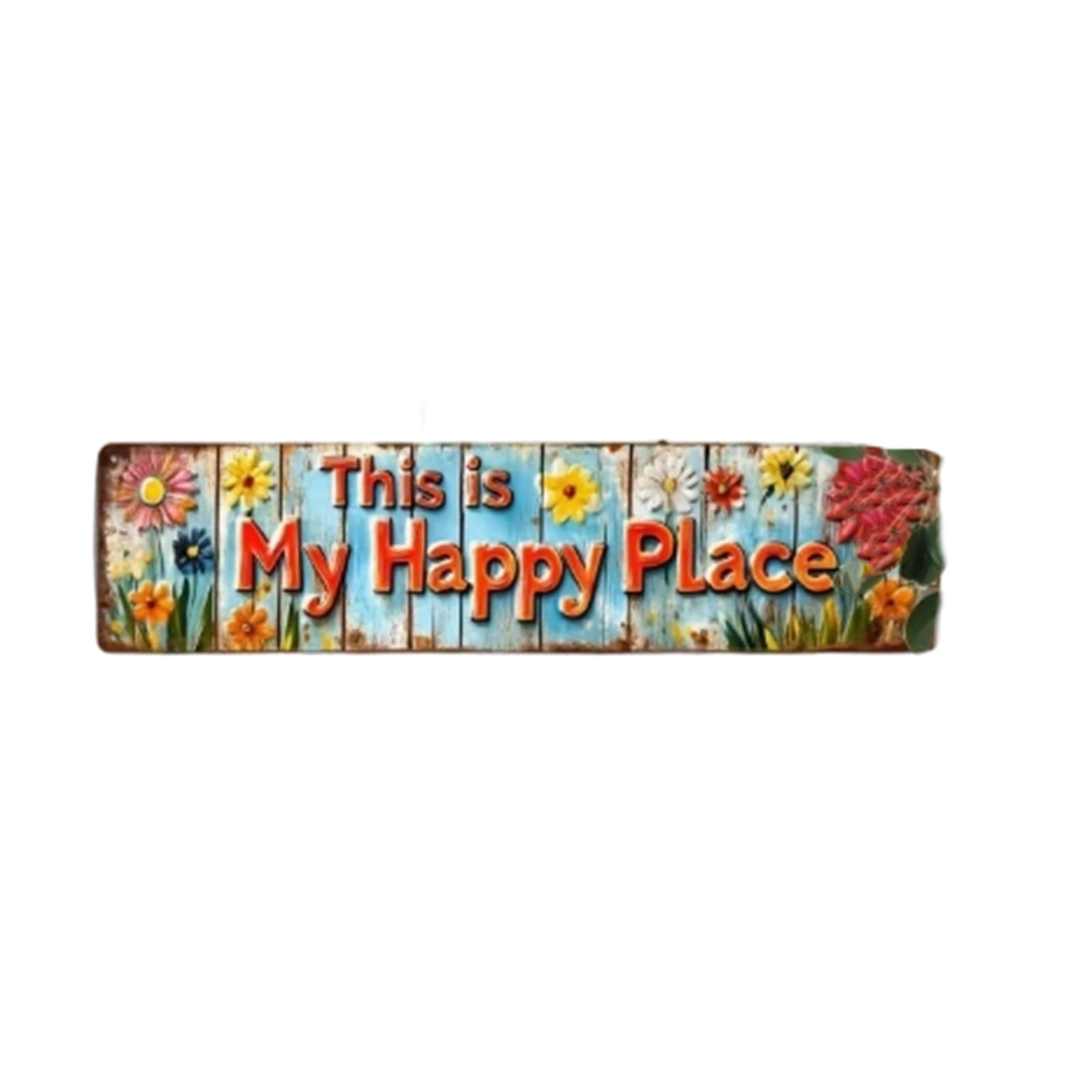 Shntig Farmhouse This Is My Happy Place Welcome Sign for Outdoor or Indoor Use Weather Resistant Garden Florals Metal Sign Wall Art Decors Present Florals Metal Outdoor Holiday Decors