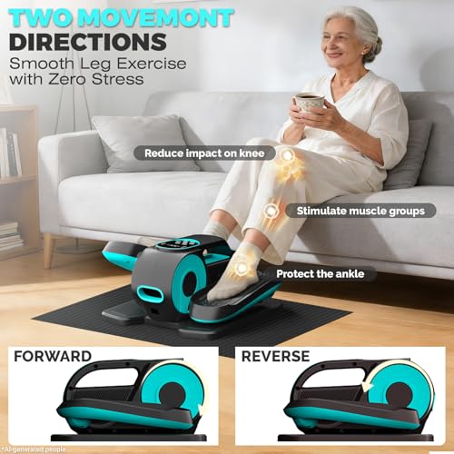Image of Under Desk Elliptical Machine, 12 Speeds Leg Exerciser as Seen on TV with RF Remote Control for Seniors, Auto & HR Mode Quiet Portable Seated Pedal Exerciser for Home and Office