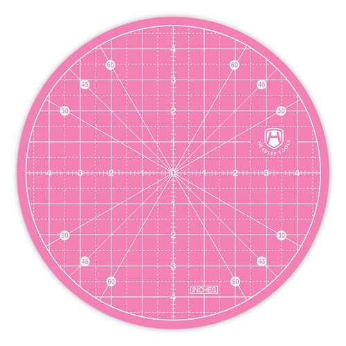 Headley Tools 10x10 Round Rotating Cutting Mat Self Healing Mat with 360-Degree Rotation & Anti-Slip Base Sewing Board Cutting Mat Perfect for Fabric Quilting Leather Hobby Project Pink