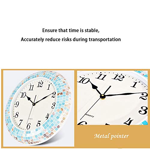 Wall Clock Mediterranean Blue Ocean Love Round Hanging Clocks Shells Mosaic Living Room Decorative Clocks KANULAN - Image 4