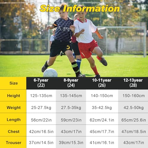 Kits de fútbol para niños, juego de entrenamiento de camisetas de fútbol número 5, kits de fútbol para niños con camisetas de entrenamiento de fútbol, pantalones cortos, calcetines, placa de