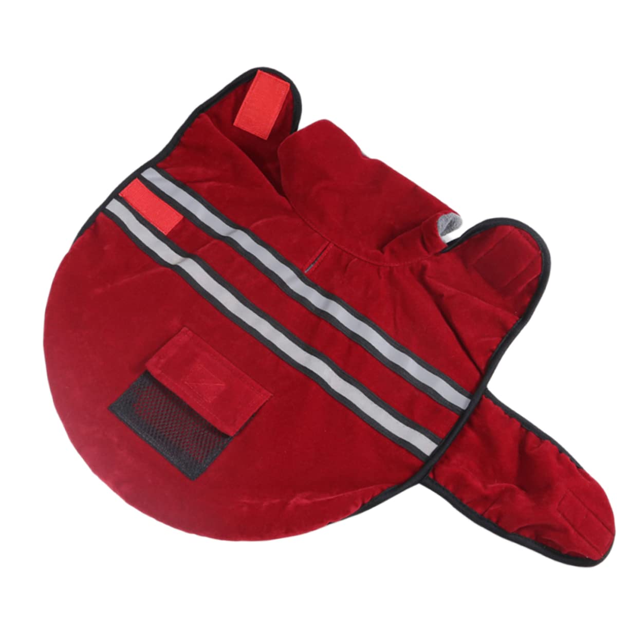 SUPVOX 2 Pezzi Giacca per Cani con Strisce Riflettenti Caldo Cappotto per Cani in Cotone Piccola Tasca Rosso Vino Pronta per La Foto