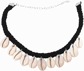 Honbay Natural Shell Cowry Clavicle Necklace, Seashell Drop Short Necklace Choker for Women and Girls