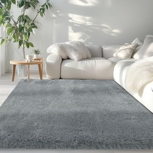 Tapis gris clair de chambre doux et lavable en taille 50x50