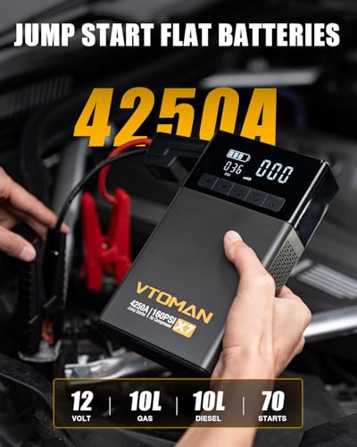Image of VTOMAN X7 4250A Jump Starter with 160PSI Air Compressor, 10L Gas /Diesel