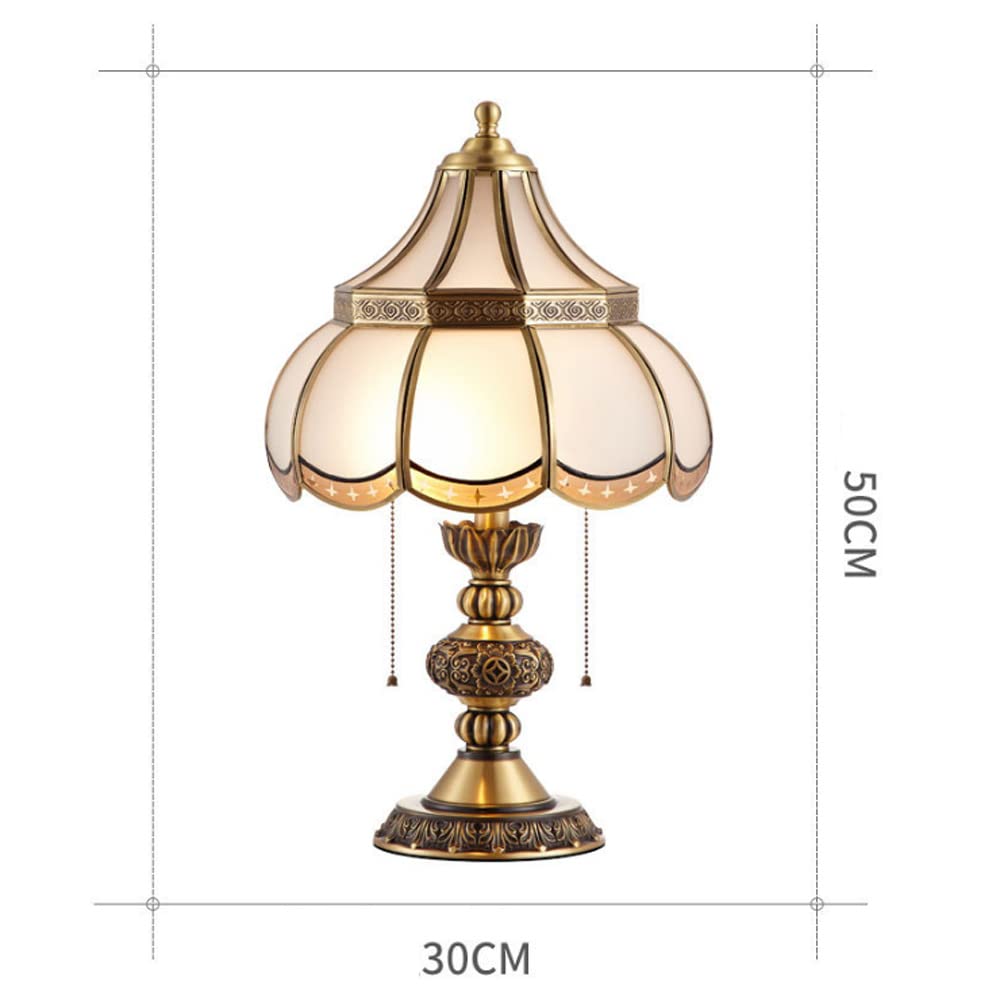 Lampa Stołowa Miedziana Amerykańska Lampa Stołowa Z Kloszem Szklanym Lampa Nocna Do Sypialni Klasyczna Luksusowa Ciepła Lampa Ślubna Do Użytku Domowego Czysta Miedziana L