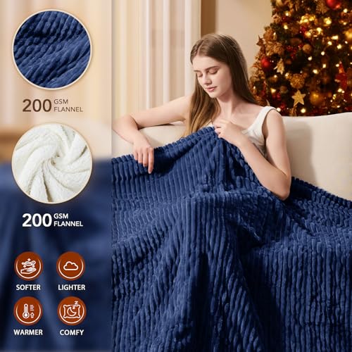 Image of Homemate Heated Blanket Electric Throw - 50 inchx60 inch Heating Blanket Throw 1 /2 /4 /6 /8 Hours Auto-Off 10 Heat Levels Over-Heat Protection Soft Flannel Sherpa ETL Certification
