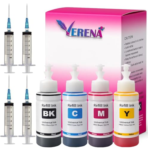 Image of VERENA Refill Kit Compatible for Canon Pixma E470, E470, E477, E400, E410, E417, E560, E3370, E4570, MG2577S Printers Cartridges (4Colour & 4Syring)