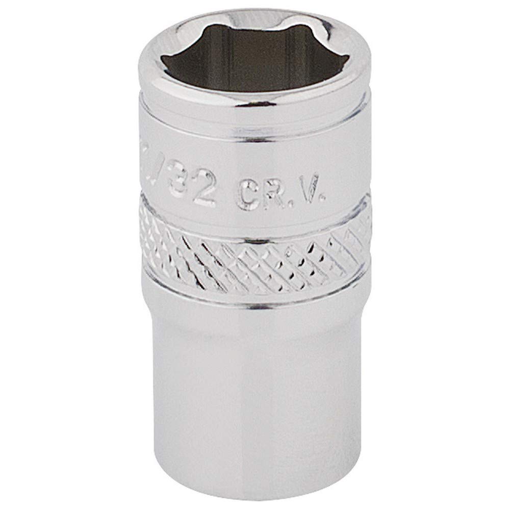 Draper 48671 1/4" Square Drive Polished Chrome Imperial Socket, 11/32" Size
