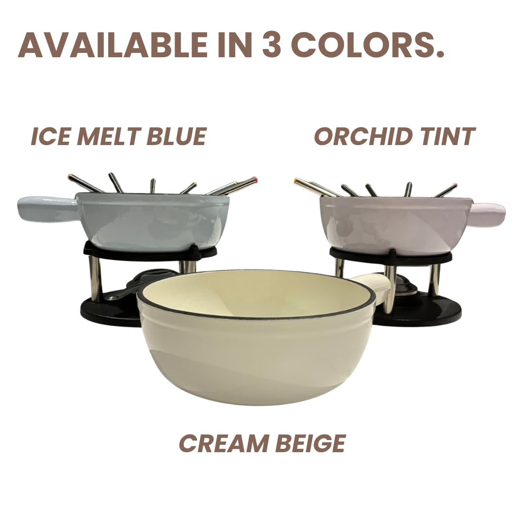 Gusseisen 9-teiliges 2L Fondue-Set mit Zubehör Fondue-Kit Schweizer Fondue-Käse Fleischöl Fonduetopf Fondue-Topf-Set, Käsefondue-Set, Schokoladenfonduetopf, Käse-Schmelztopf, Fonduetopf nicht