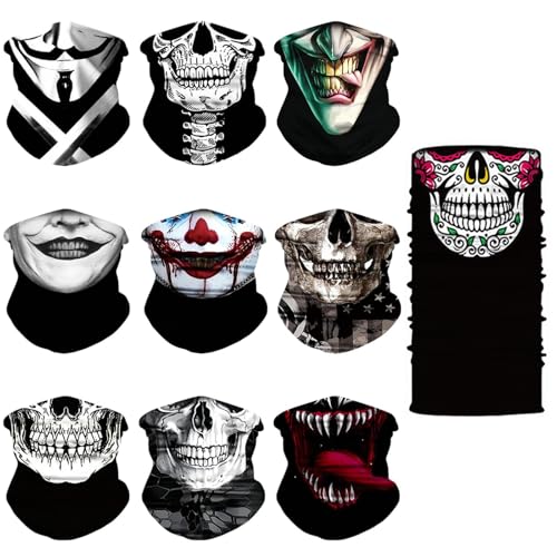 Yugilin 10 Pièces Tour de Cou moto Design Sans Coutures Foulard Homme Extensible Cache Coup Respirant Cache Cou Moto Homme Protection Solaire pour Course à...