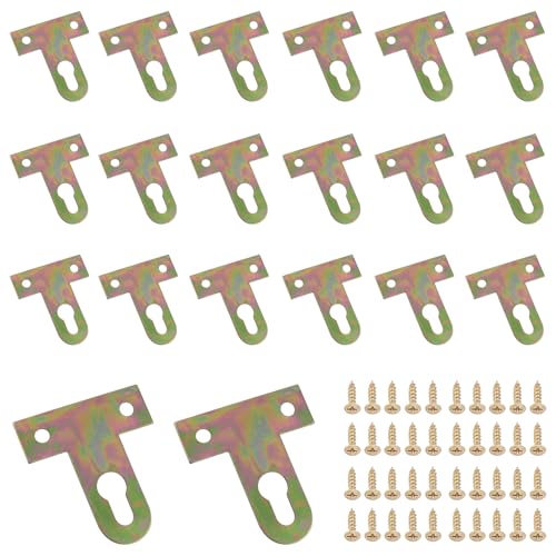 Image of 20PCS Photo Frame Backboard Concealed Hanging Buckle 40 Screws Gold Color Plated T-Shape Hanging Buckle Wall Decorative Pieces Photo Frame Hanging Artwork Pictures