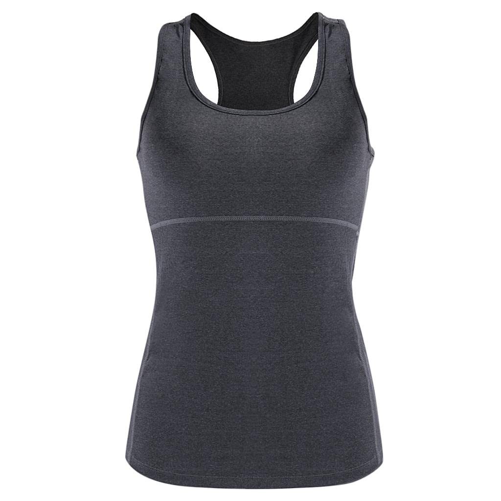 Women Sports Vest Yoga Fitness Running T-Shirt Top Grey M